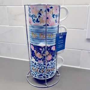 Pier One 1 Imports Set Of 4 Stacking Inspirational Sayings Cups/mugs